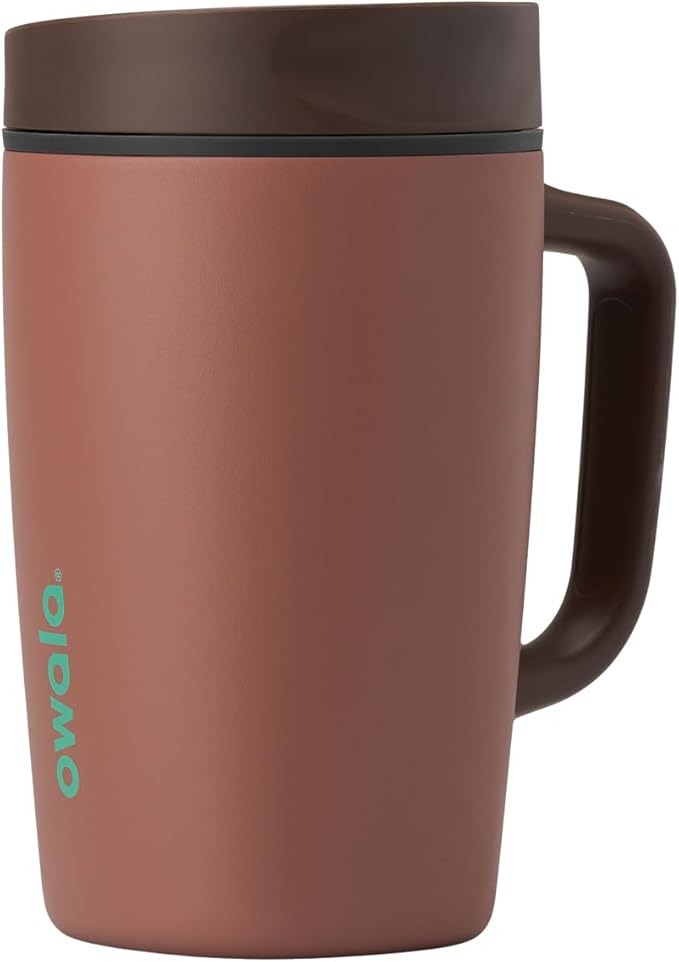 Owala SmoothSip Slider Stainless Steel Insulated Travel Mug with Handle, 100% Leak Proof, For Hot and Cold Drinks, Travel Friendly with Sliding Lock Lid, 12oz, BPA Free, Leak Proof, Cozy Cocoa by Unknown
