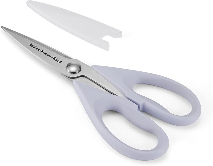 KitchenAid All Purpose Kitchen Shears with Protective Sheath Durable Stainless Steel Scissors, Dishwasher Safe, Soft Grip Comfort Handle, 8.72 Inch, Lavendar Cream - Image 2