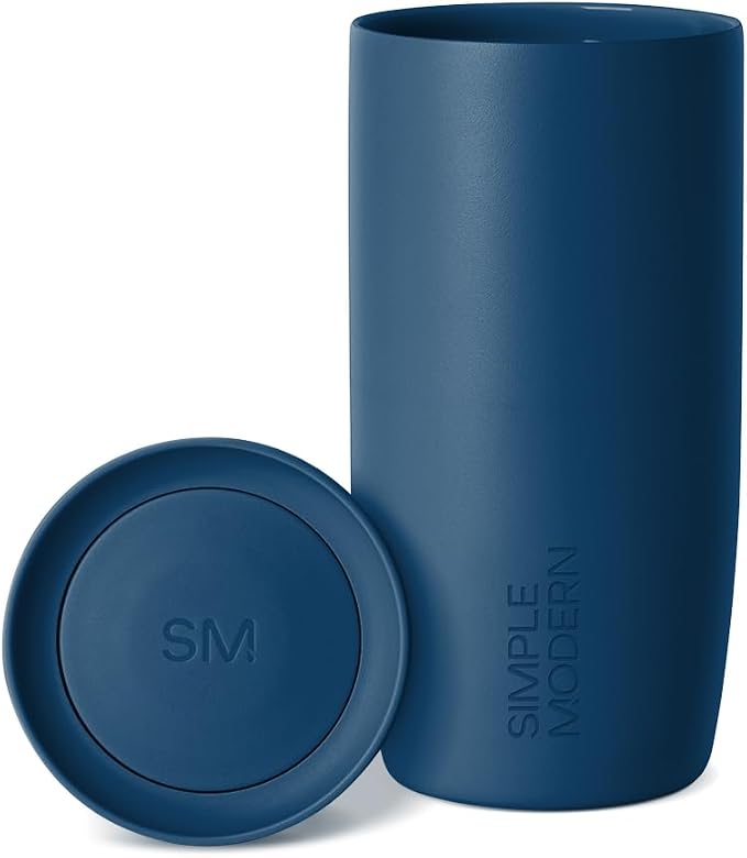 Simple Modern Insulated Travel Coffee Mug 360° Lid | 16oz | Blue | Voyager Ceramic-Lined Insulated Stainless Steel Coffee Tumbler, Iced Coffee Cup, Mug with Lid | Fits Cupholder, Slumberland by Unknown