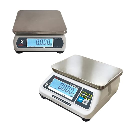 VisionTechShop DSW-100 Portion Food Scale with Dual LCD Display, Stainless Steel Platter, 60lb Capacity, 0.02lb Readability, Lb/Oz/Kg/g Switchable, Low Profile Design, NTEP Legal for Trade COC #22-007
