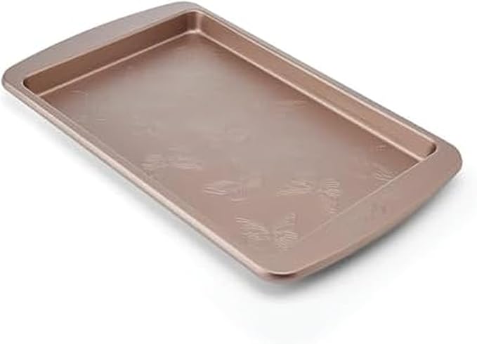 Dolly Parton Butterfly Stamp Small Baking Sheet – Carbon Steel Nonstick Bakeware with Textured Butterfly Design, Durable Rolled Rim, Oven Safe to 450F, Perfect for Cookies, Pastries and Pizza by DollyParton