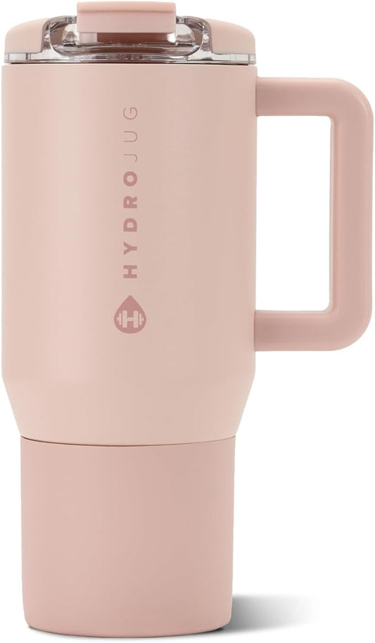 HydroJug Coffee Traveler 20oz Ceramic-Lined Mug with Handle, Dusty Rose by Hydrojug
