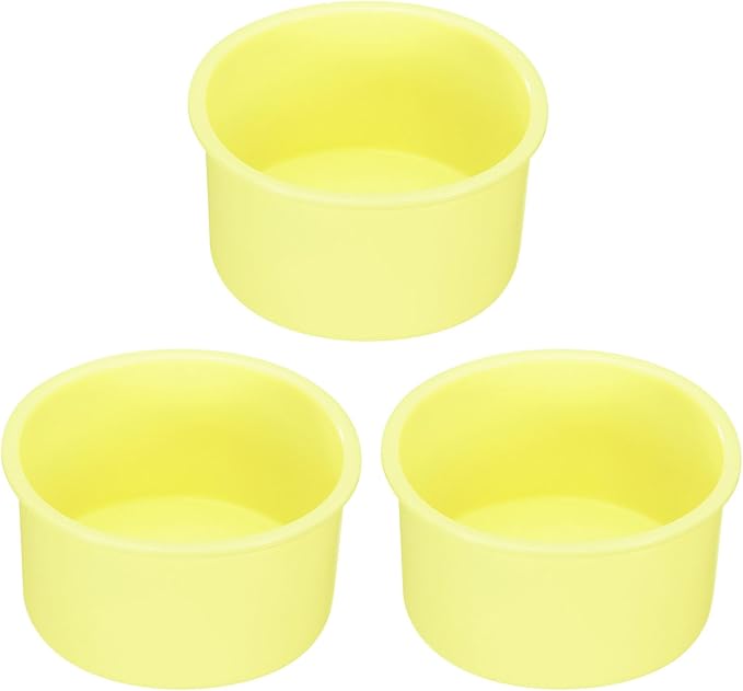 Uxcell 3-Piece Round Cake Pans, 4-Inch Silicone Molds for Baking, Nonstick & Quick Release Circle Pans for Layer, Smash & Cheese Cakes - Light Yellow by uxcell