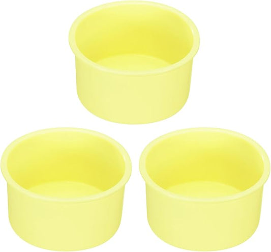Uxcell 3-Piece Round Cake Pans, 4-Inch Silicone Molds for Baking, Nonstick & Quick Release Circle Pans for Layer, Smash & Cheese Cakes - Light Yellow by uxcell