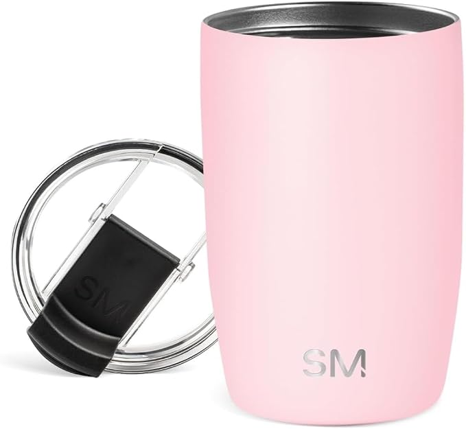 Simple Modern Voyager Signature Mug | Travel Coffee Tumbler with 360° Lid and Handle | Ceramic-Lined Insulated Stainless Steel Iced Cold Brew Cup | 12oz, Blush - Image 4
