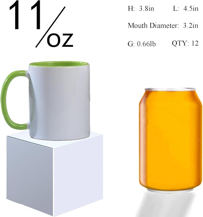ABBSH Ceramic Sublimation Mugs, 11oz, 12Pack, Assorted Colors, Microwave Safe, Dishwasher Safe - Image 2