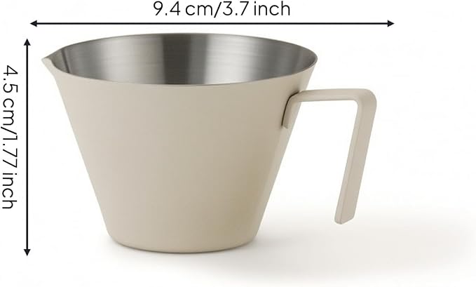Coffee Measuring Device Espresso Measuring Cup Cup Pouring Cup With Ergonomic Side Handle And Suitable for home operations beverage labs tasting, Sand Beige, 100ML Single Spout - Image 6