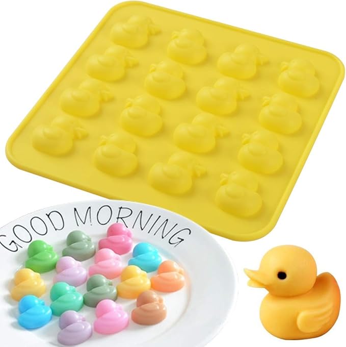 Newk Duck Chocolate Silicone Mold, 4 Packs 16- Cavity Non-Stick Food Grade Silicone Molds for Ice Cube, Jelly, Fondant, Hard Candy