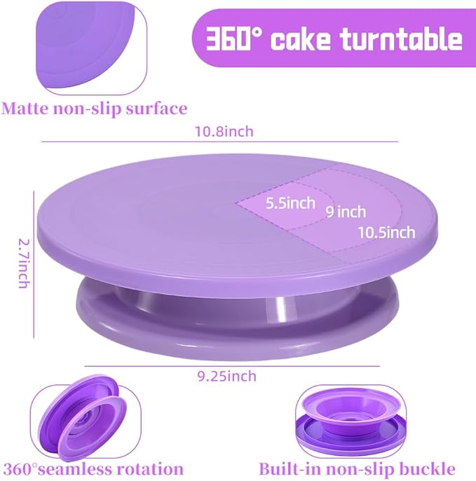 Cake Stand Rotating Turntable kit with Reusable Piping Bag and Piping Tips,Offset Spatula,Cake Decorating Tools for Beginners
