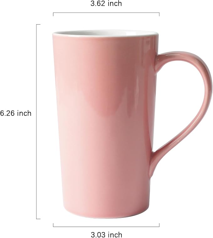 20 OZ Simple Pure Pink Blue Mug (Set of 2) Plain Large Tall Ceramic Milk Tea Coffee Mug with Handle as A Gift for Dad Mom Friends, 2pcs - Image 2