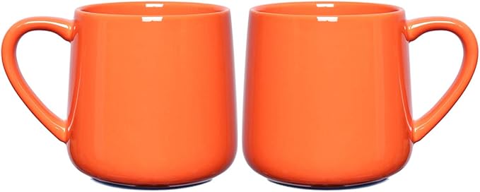 Bosmarlin Glossy Ceramic Coffee Mugs Set of 2, Tea Cup for Office and Home, 18 oz, Suitable for Dishwasher and Microwave(Orange, 2) by Bosmarlin