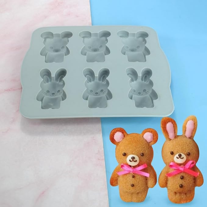 Candy Animal Silicone Mold Rabbit Bear Shape Chocolate Soap Cake Decorating DIY Kitchenware Bakeware Ice Mold Baking Tools (Rabbit Bear R_7.92 X7 X0.76 inch) - Image 6