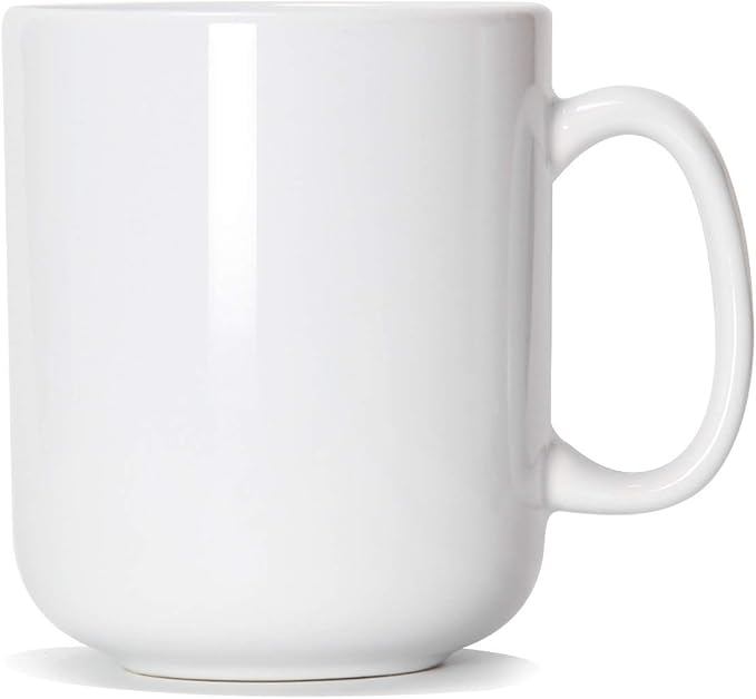 20 OZ Large Coffee Mug, M016 Ceramic Big Tea Cup with Handle for Dad Men, White by Smilatte