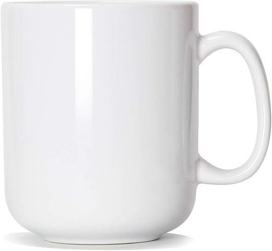 20 OZ Large Coffee Mug, M016 Ceramic Big Tea Cup with Handle for Dad Men, White by Smilatte