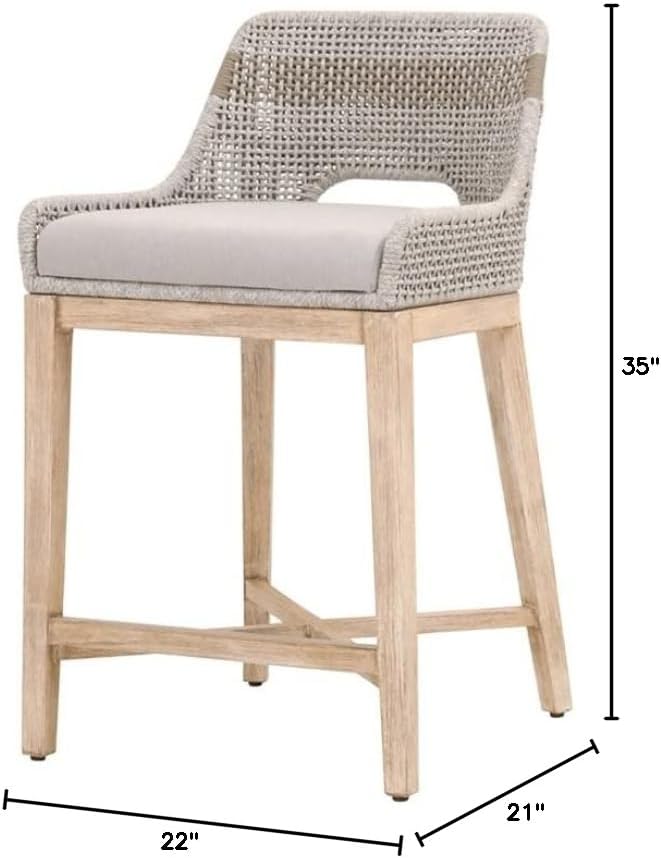 MAKLAINE Bar Stool Chair in Gray | Seat Height 35" | with Semi-Circle Seat, Footrest, Backrest | Indoor for Dining Room Kitchen Counter Table - Image 3