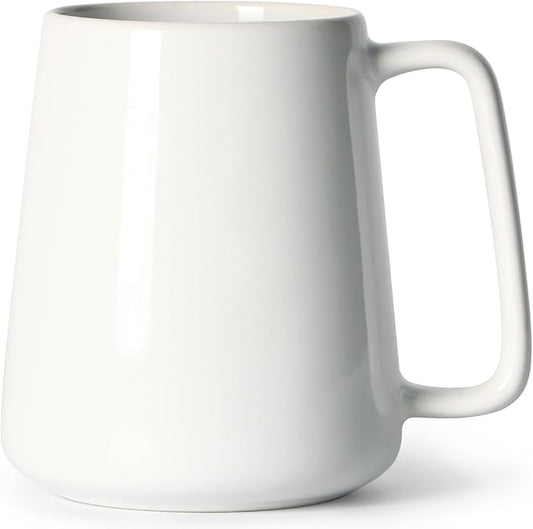24 OZ Large Coffee Mug, Nice Ceramic Tea Cup with Big Handle for Dad Men Women, Unique Style For Any Kitchen, White by Smilatte