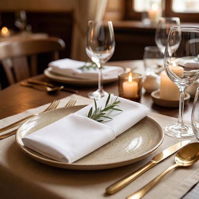 Urban Villa Hemstitch Cloth Dinner Napkins Cotton 20”x20” (Set of 6)-White - Image 3