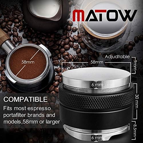 MATOW 58mm Coffee Distributor and Tamper, Dual Head Coffee Leveler Fits for Portafilter, Increased Adjustable Depth- Professional Espresso Hand Tampers