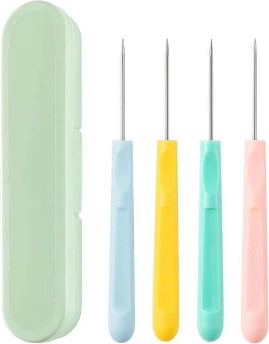4Pcs 5.2 Inches Sugar Stir Needle, Cookie Scribe Needles Cake Decorating Needle Tool Cookie Decoration Supplies for Baking Lovers（Green