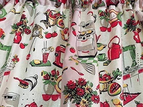 Vintage Kitchen Valance Topper Window Curtain Treatment 42W x 14L, 100% Cotton, Rod Pocket - Image 7