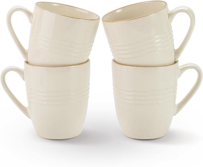 famiware Jupiter Coffee Mugs Set of 4, 13oz Coffee Mug, Microwave and Dishwasher Safe, Coffee Cups with Handle for Coffee, Tea, Cocoa, Milk, Vanilla White by Famiware