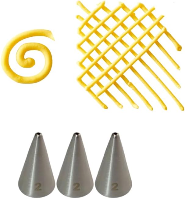 Piping Tip #2 for Royal Icing, Cookie Decorating (3-Piece Set) – Precision and Elegance for Intricate Designs