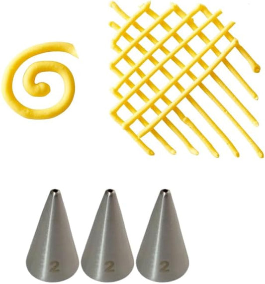 Piping Tip #2 for Royal Icing, Cookie Decorating (3-Piece Set) – Precision and Elegance for Intricate Designs