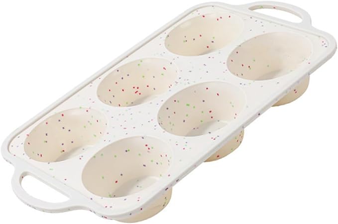6 Cups Silicones Muffins Pan French Pastries Nonstick Baking Mold Tray for Cupcakes Brownies Ice Creams Speckled Design