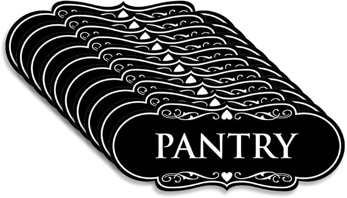 Designer Pantry Sign (Black) - Large (10 Pack) by SignsByLITA