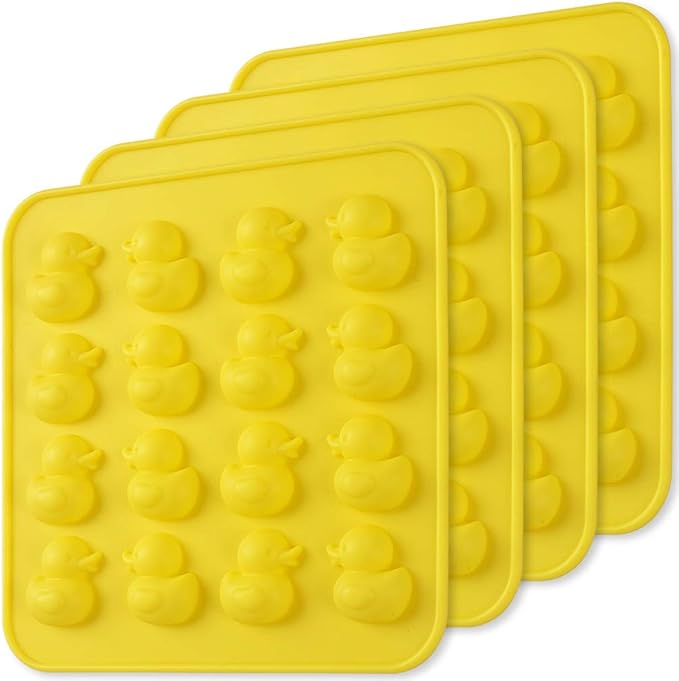 Newk Duck Chocolate Silicone Mold, 4 Packs 16- Cavity Non-Stick Food Grade Silicone Molds for Ice Cube, Jelly, Fondant, Hard Candy