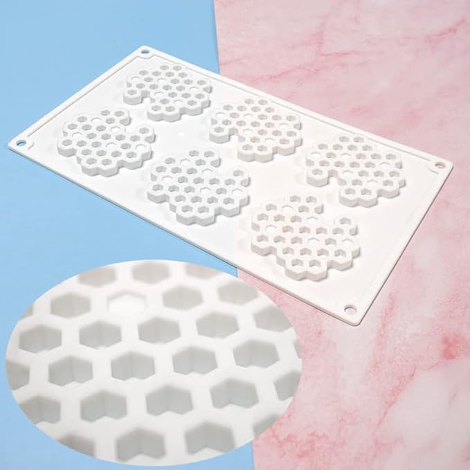 Silicone Honeycomb Molds 3D Honeycomb Bees Lace Mat Fondant Mold Lace Pad Baking Cake Chocolate Candy Mold for Cupcake Decorating Tools Kitchen