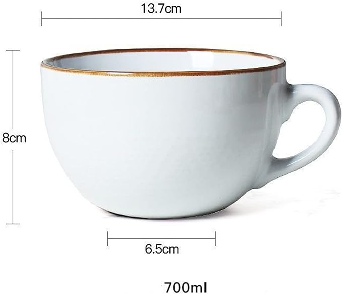Disoza Large Coffee Cup Ceramic Soup Mug with Handles 24 Ounce Oversized Mugs Bowl Porcelain Coffee Tea Cup White XXL Cereal Bowls Soups Ramen Salad Bowl Coffee Cappuccino Cups Large Soup Bowl - Image 2