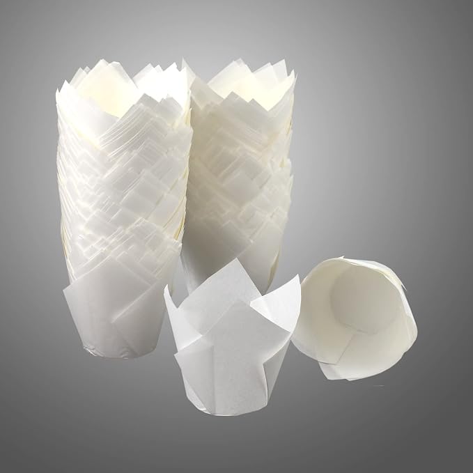 200pcs Tulip Cupcake Liners, Standard Greaseproof Paper Baking Cups Muffin Liners Holders Perfect for Bridal Showers, Baby Showers, Birthday Parties, Banquets, and Catering Events (White) - Image 6