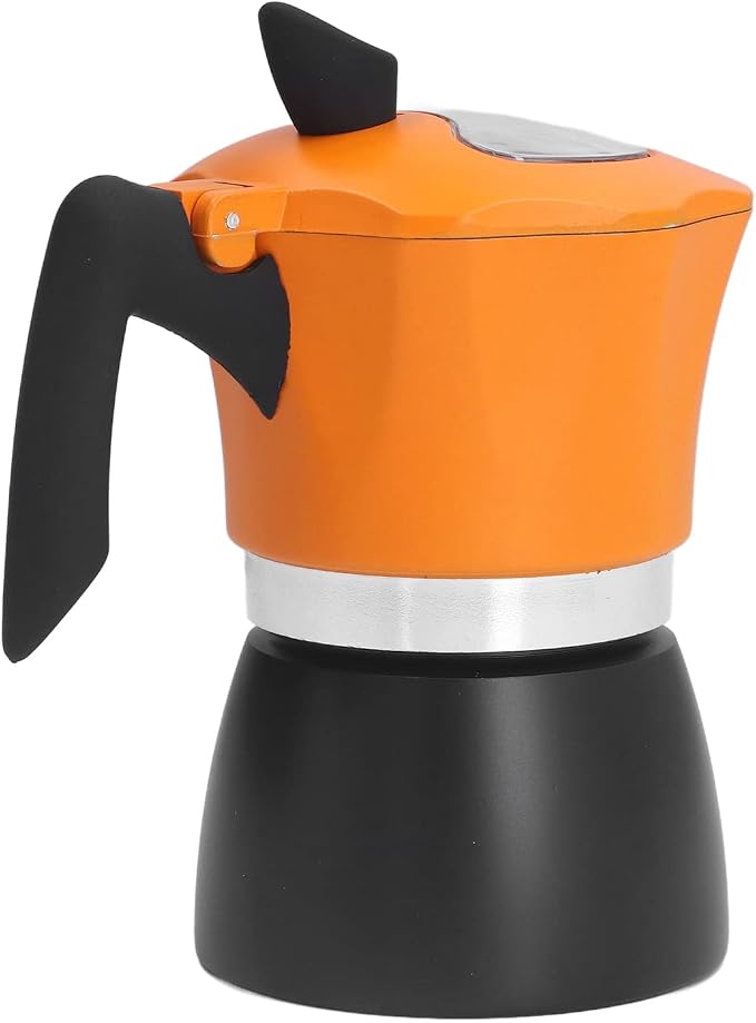 Semme Italian Aluminum Stove Coffee Maker 150ML Portable Maker for Travel Home and Office Octagonal Design for Even Heat Distribution - Image 3