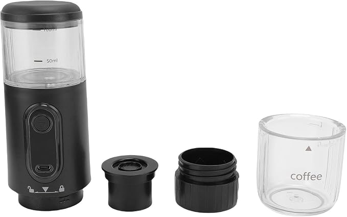 GOTOTOP Portable Coffee Machine, ABS Travel Coffee Maker with 2500mAh Rechargeable Battery, Capsule and Ground Compatible, 100ml for Camping Hiking Car Office (Black) - Image 4