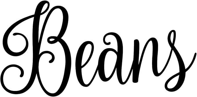Beans 4w x 2h Label | Kitchen Organization | Die Cut Vinyl Decal | Black Fancy Font (Sticker Only) by MinglewoodTrading