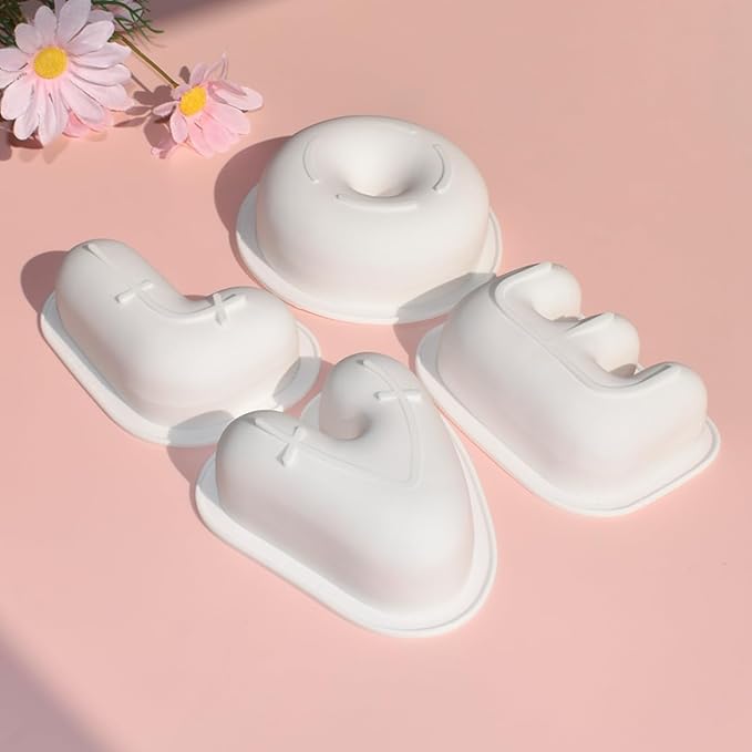 mostsom 4pcs Love Shape Nonstick Baking Molds, Silicone Muffin Pan BPA Free Easy Clean Candy & Chocolate Molds for Cakes, Mousse, Fondant Mould, French Desserts, Pastry (D_ LOVE)