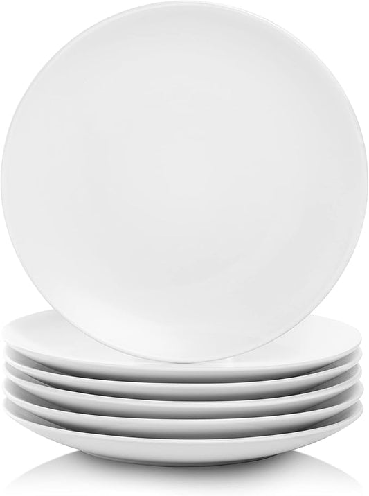 10 Strawberry Street Wazee Matte 8.25" Coupe Salad Plate, Set of 6, White by 10StrawberryStreet