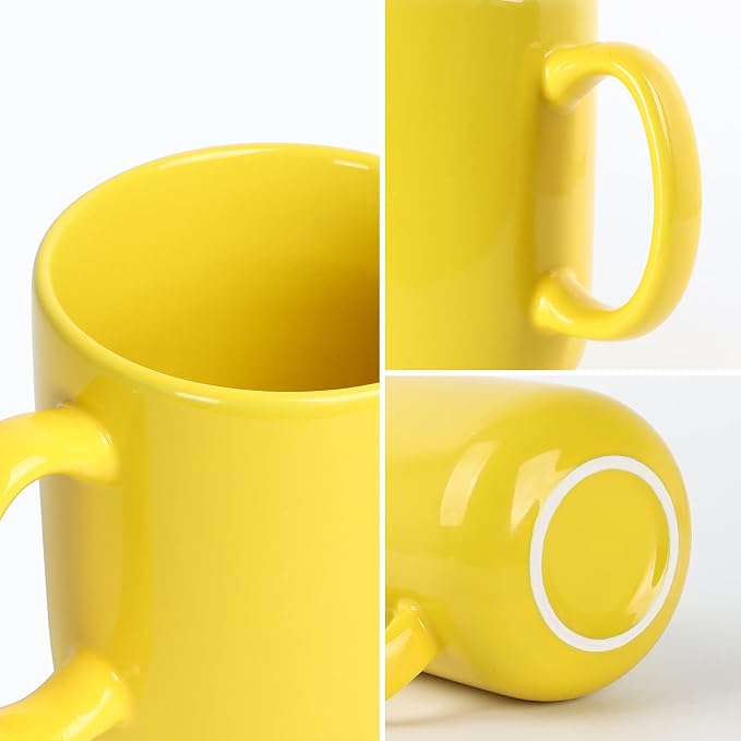 20 OZ Large Coffee Mug, M016 Ceramic Big Tea Cup with Handle for Dad Men, Yellow - Image 7