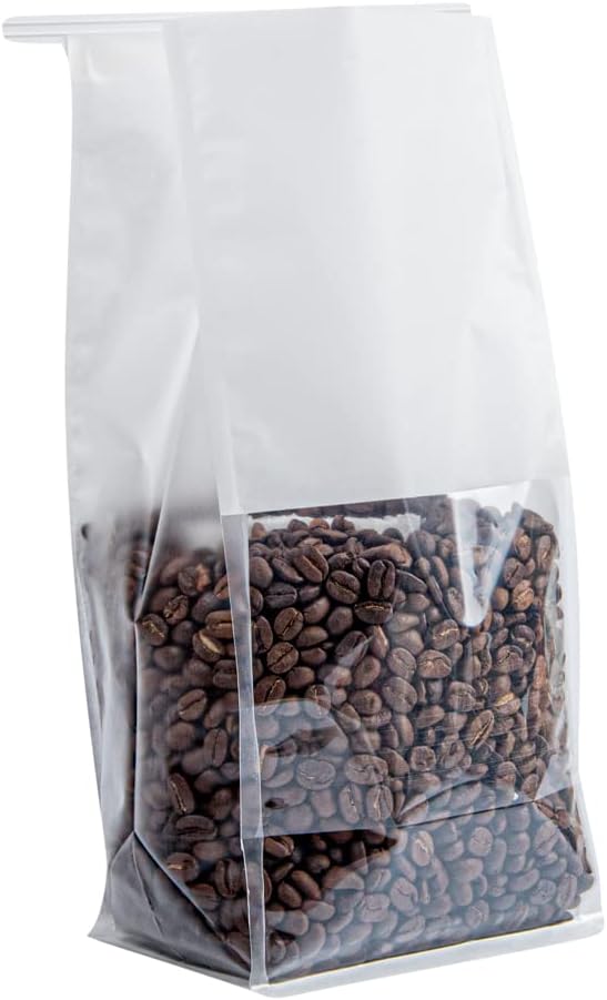 Bag Tek 5.1 x 4.1 x 11.2 Inch Tin Tie Bags With Windows, 100 Resealable Bakery Bags With Windows - Flat Bottom, For Cookies or Coffee Beans, White Cotton Paper Tin Tie Bags - Restaurantware - Image 8