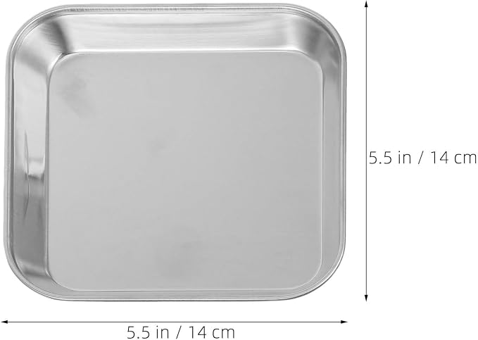 ibasenice 4pcs Stainless Steel Bakeware, Non-Stick Baking Cake Trays for Toaster Oven: 5.5 X 5.5" Multipurpose Pastry Making Sheet for Bread/Cookie Baking - Image 2