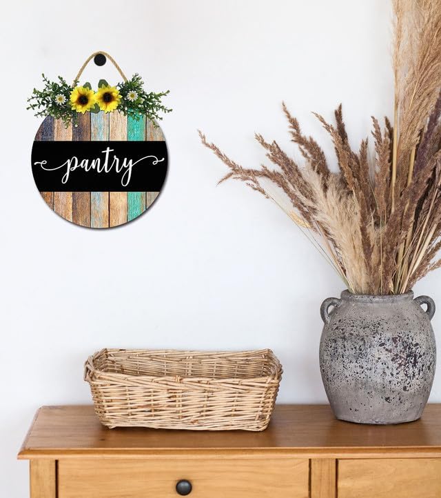 Pantry Signs Wall Art, Farmhosue Pantry Wall Decor, Round Wood Wall Hanging Plaque for Pantry Room Decor, Christmas Gift for Home 11 Inches - Image 3