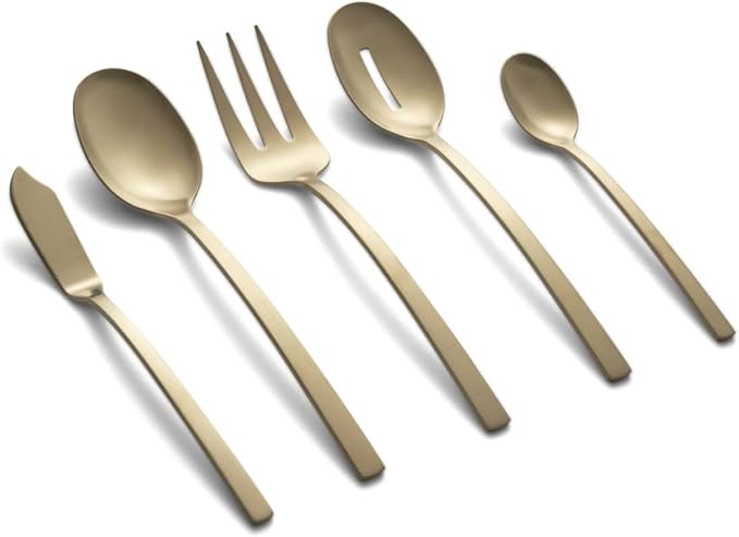 Cambridge Silverware Set, Beacon Gold Satin 45-Piece Flatware Set, Service For 8, 18/0 Stainless Steel, Dishwasher Safe, Flatware Cutlery Sets, Utensils, Knives Spoons And Forks (Gold, 45 Pieces) - Image 4