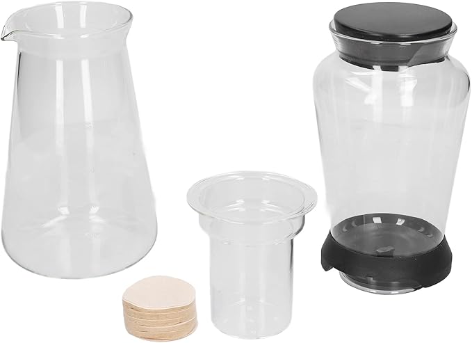 Cold Brew Dripper, Borosilicate Glass Cold Brew Coffee Maker, 900ml Large Capacity with Paper and Cubes Container, Slow Extraction for Rich, for Home Use