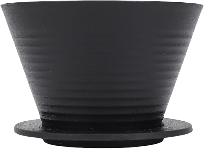 Pour Over Dripper, Flat Bottom Coffee Filter with Food Grade PP Construction, Reusable Brewing Cup for Home, Cafe & Office Use (Black)