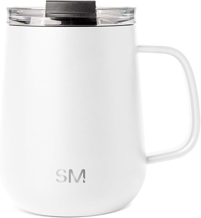 Simple Modern Travel Coffee Mug with Lid and Handle | Reusable Insulated Stainless Steel Coffee Tumbler Tea Cup | Gifts for Women Men Him Her | Voyager Collection | 12oz | Winter White by Unknown