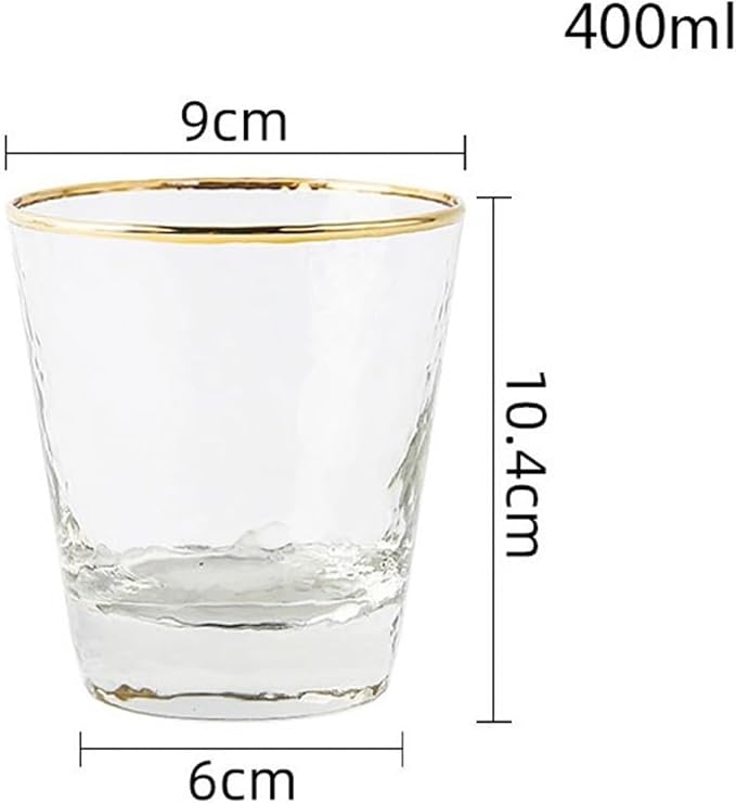 drinking glassware Hammered Tapered Glass Cups with Gold Rim(Small) - Image 2