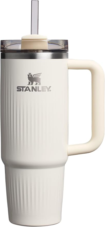STANLEY Quencher H2.0 Tumbler with Handle and Straw 30 oz | Flowstate 3-Position Lid | Cup Holder Compatible for Travel | Insulated Stainless Steel Cup | BPA-Free | Fluted Cream Gloss by Unknown