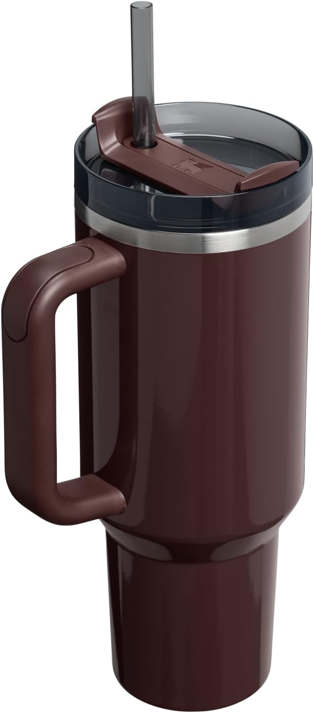 STANLEY Quencher H2.0 Flow State Tumbler, 40 oz, Mahogany Gloss | Handle and Straw | 3-Position Lid | Cup Holder Compatible for Travel | Insulated Stainless Steel Cup | BPA-Free - Image 3