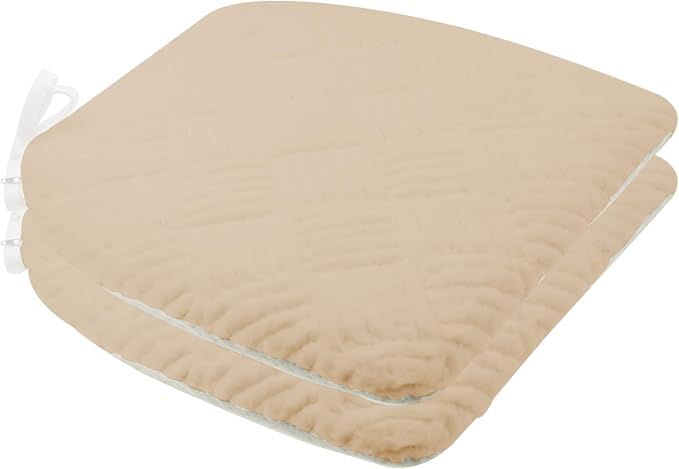 Plush Chair Cushion, Oval Chair Cushion Pad,Ultra Soft Nonslip Seat Pad,Comfortable Chair Cushion Cover,2PCS Memory Foam Chair Seat Cushion for Home Office Kitchen Dining Chairs Khaki by MetalTools